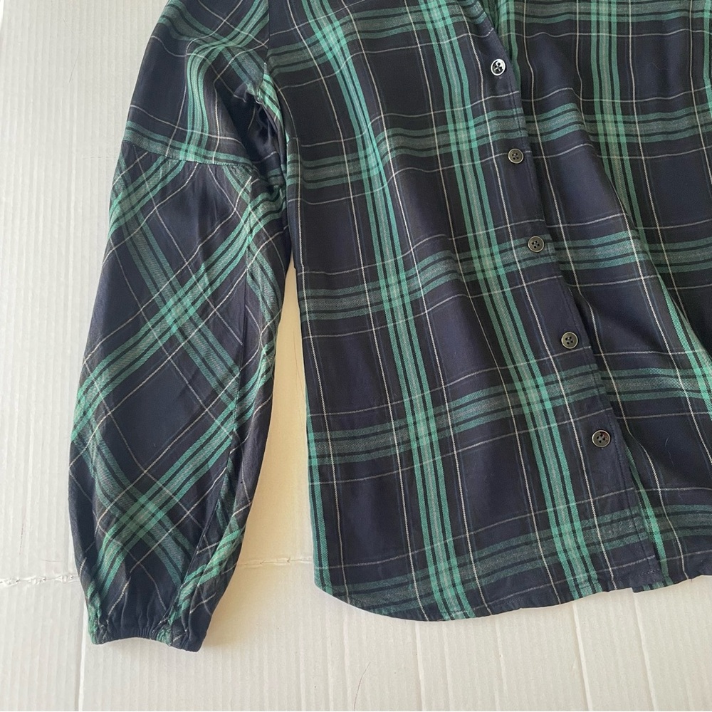 CAbi Button up Long Sleeve Blouse Black and Green Plaid Shirt Cabincore Normcore - Picture 7 of 9